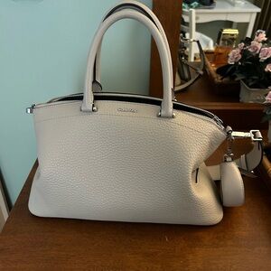 Calvin Klein Off-White Leather Satchel